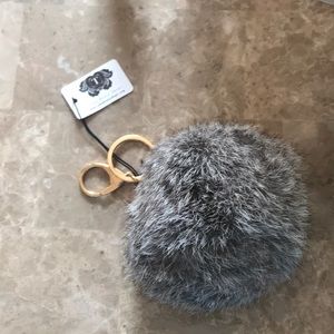 Grey fur pompom keychain! NWT!